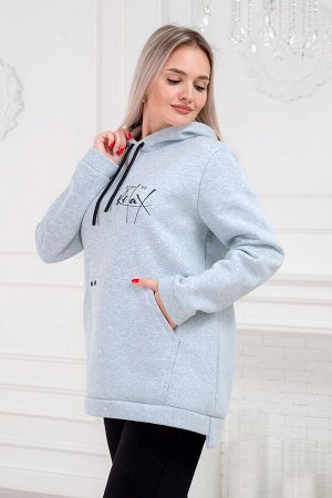 Худи из футера 3-хн Нью-Йорк нежно-зеленый меланж