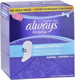 ALWAYS Ежедневные гигиенические прокладки  ароматизированные Fresh&amp;Protect Нормал 60шт