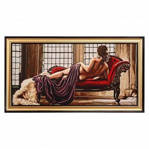 R265-40х80 Картина из гобелена "Девушка на диванчике" (46х87)
