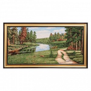 S116-40х80 Картина из гобелена "Широкая тропа у реки в бору" (46х87)