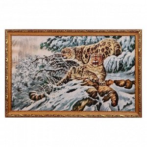 E109-50х80 Картина из гобелена "Снежные барсы" (55х85)