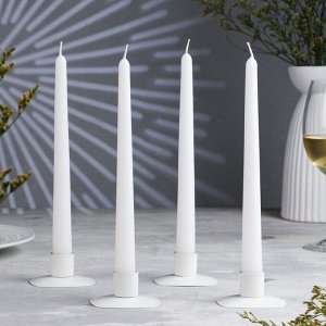Набор свечей античных, 2,3х 24,5 см, 5 ч, 55 г, 4 штуки, белый