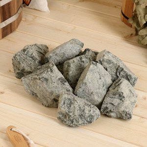 Камень для бани "Дунит" колотый, коробка 20кг, фракиця 60-150мм