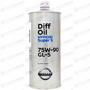 Масло трансмиссионное Nissan Diff Oil Hypoid Super S 75w90, для дифференциалов, 1л, арт. KLD36-75901