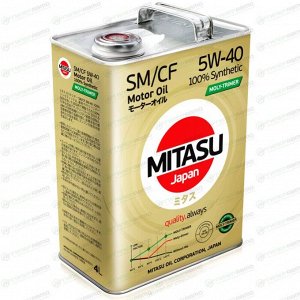Масло моторное Mitasu Motor Oil Moly-Trimer 5w40, синтетическое, API SM/CF, универсальное, 4л, арт. MJ-M12/4
