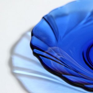 Тарелка плоская Sea Brim, d=21 см, стекло, цвет синий