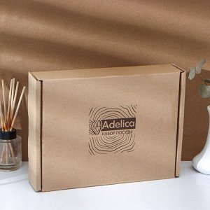 Подарочный набор посуды Adelica, доска разделочная, 2 лопатки, масло в подарок 100 мл, в подарочной коробке, 29x18x1,8 см