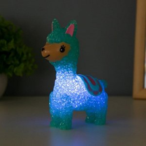 Фигурка светящаяся RISALUX «Лама», LED-ночник, 1 Вт, от батареек LR44, 10x15x5.5 см, МИКС