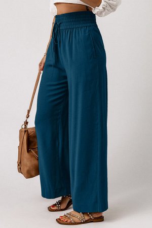 Синие свободные брюки с эластичным поясом