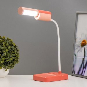 Настольная лампа «Лансер» LED 3.5 Вт USB АКБ красно-розовый 11x15x45 см RISALUX