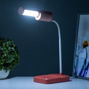 Настольная лампа «Лансер» LED 3.5 Вт USB АКБ красно-розовый 11x15x45 см RISALUX