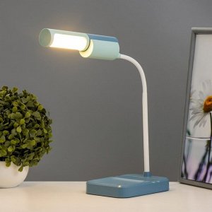 Настольная лампа «Лансер» LED 3.5 Вт USB АКБ сине-лазурный 11x15x45 см RISALUX