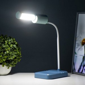 Настольная лампа «Лансер» LED 3.5 Вт USB АКБ сине-лазурный 11x15x45 см RISALUX