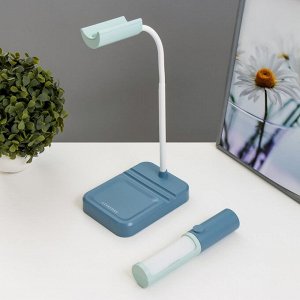 Настольная лампа «Лансер» LED 3.5 Вт USB АКБ сине-лазурный 11x15x45 см RISALUX