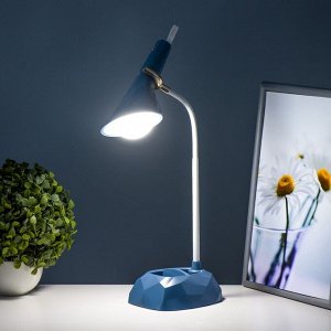 Настольная лампа "Делсер" LED 3Вт USB АКБ синий 14х13х39 см RISALUX