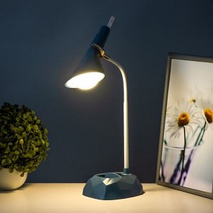 Настольная лампа "Делсер" LED 3Вт USB АКБ синий 14х13х39 см
