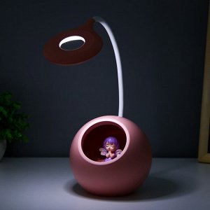 Настольная лампа с ночником "Принцесса" LED 3000К-6000К 5Вт USB АКБ розовый 14х14х44см