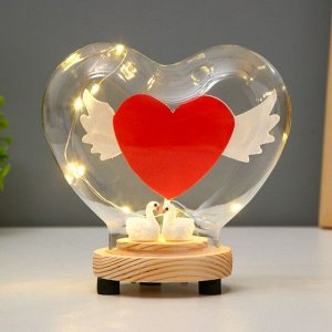 Фигурка светящаяся колба RISALUX «Сердце», LED-ночник, от батареек 3xLR44, 13x7.2x12 см