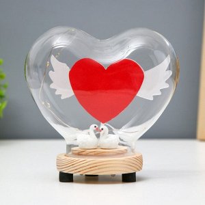 Фигурка светящаяся колба RISALUX «Сердце», LED-ночник, от батареек 3xLR44, 13x7.2x12 см