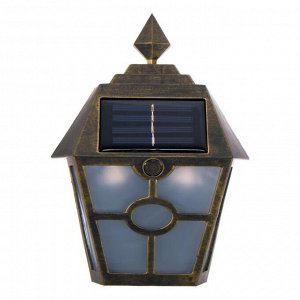 Садовый светильник на солнечной батарее «Ретро медный», 14 ? 19 ? 6 см, 1 LED, свечение тёплое белое