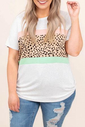 Белая леопардовая футболка в стиле колорблок