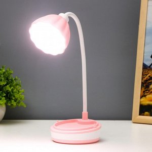 Настольная лампа «Лайни» LED 2 Вт USB АКБ розовый 10.5x10.5x37 см RISALUX
