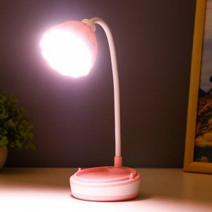 Настольная лампа "Лайни" LED 2Вт USB АКБ розовый 10,5x10,5x37 см