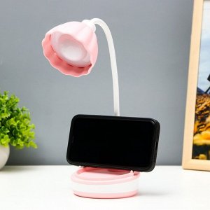 Настольная лампа «Лайни» LED 2 Вт USB АКБ розовый 10.5x10.5x37 см RISALUX