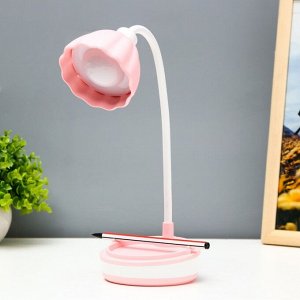 Настольная лампа «Лайни» LED 2 Вт USB АКБ розовый 10.5x10.5x37 см RISALUX