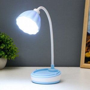Настольная лампа «Лайни» LED 2 Вт USB АКБ синий 10.5x10.5x37 см RISALUX