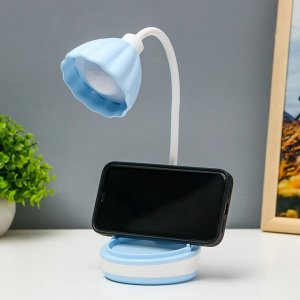 Настольная лампа «Лайни» LED 2 Вт USB АКБ синий 10.5x10.5x37 см RISALUX
