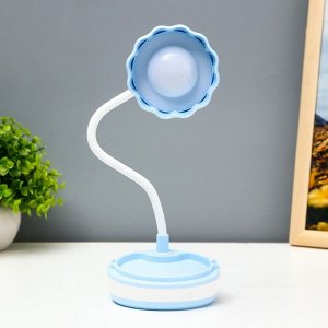Настольная лампа «Лайни» LED 2 Вт USB АКБ синий 10.5x10.5x37 см RISALUX