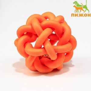Игрушка резиновая "Молекула" с бубенчиком, 4 см, оранжевая