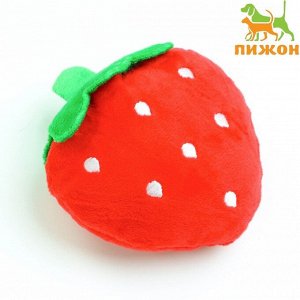 Игрушка для собак "Ягода-клубника", 10 х 10 х 4 см, красная