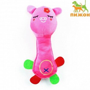 Мягкая игрушка для собак «Свинья с длинной шеей», розовая, 24 см