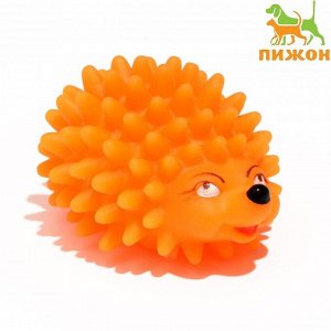 Игрушка пищащая "Ёжик" мини для собак, 5 см, оранжевая