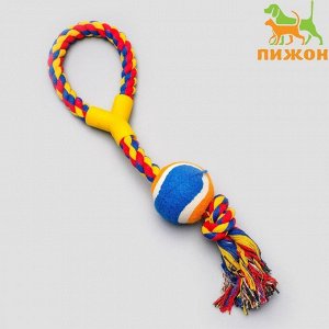 Игрушка канатная с ручкой и мячом, до 150 г, до 35 см, микс цветов 3679617