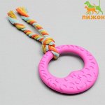 Игрушка жевательная с канатом &quot;Гиря&quot;, розовая