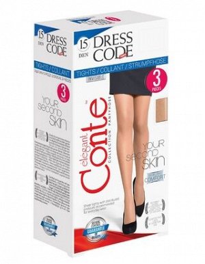 Колготки Dress Code 15 Колготки женские с эффектом «второй кожи» упаковка - 3 ПАРЫ