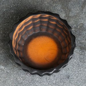 Фигурное кашпо для цветов «Соты», 800 мл, 16.5x16.5 см, керамика, чёрное
