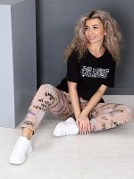 Костюм женский, черный-бежевый