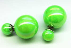 Серьги шарики зеленые перламутровые, арт.СШ0052