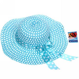 Шляпа женская с широкими полями "Summer", цвет голубой, р58, ширина полей 10см