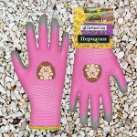 Перчатки нейлоновые детские &quot;Little gardener-Ёжик&quot; с полиуретановым покрытием полуоблитые, розовые XS р-р ДоброСад