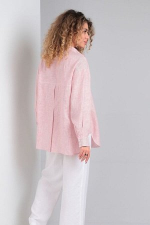 Блуза / DOGGI 0160 фламингово-белая полоска