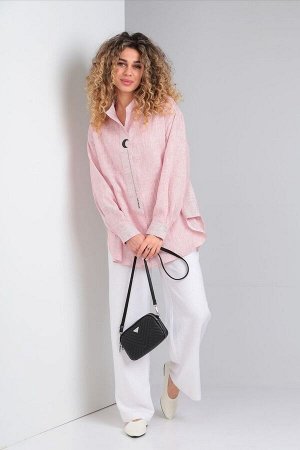 Блуза / DOGGI 0160 фламингово-белая полоска