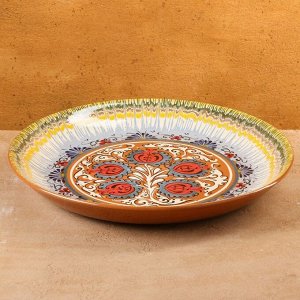 Ляган узбекский Риштанская Керамика, d=36.5 см, бежевый МИКС