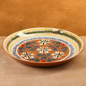 Ляган узбекский Риштанская Керамика, d=36.5 см, бежевый МИКС