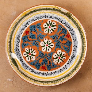 Ляган узбекский Риштанская Керамика, d=36.5 см, бежевый МИКС