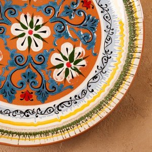 Ляган узбекский Риштанская Керамика, d=36.5 см, бежевый МИКС